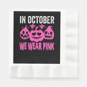 In October We Wear Pink Breast Cancer Pumpkin Hall Napkin