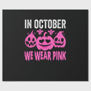 In October We Wear Pink Breast Cancer Pumpkin Hall Wrapping Paper