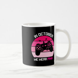 In October We Wear Pink Breast Cancer Support Game Coffee Mug