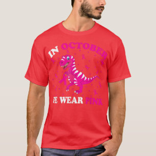 In October We Wear Pink Breast Cancer Tre Dino Kid T-Shirt