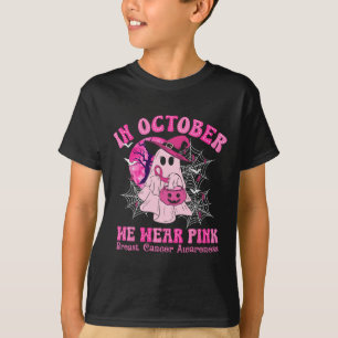 In October We Wear Pink Breast Cancer Women Ghost  T-Shirt
