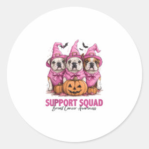In October We Wear Pink Bulldog Halloween Breast C Classic Round Sticker