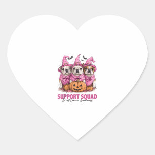In October We Wear Pink Bulldog Halloween Breast C Heart Sticker