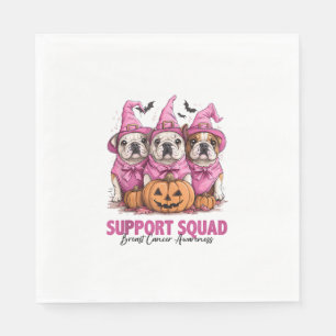In October We Wear Pink Bulldog Halloween Breast C Napkin