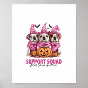 In October We Wear Pink Bulldog Halloween Breast C Poster