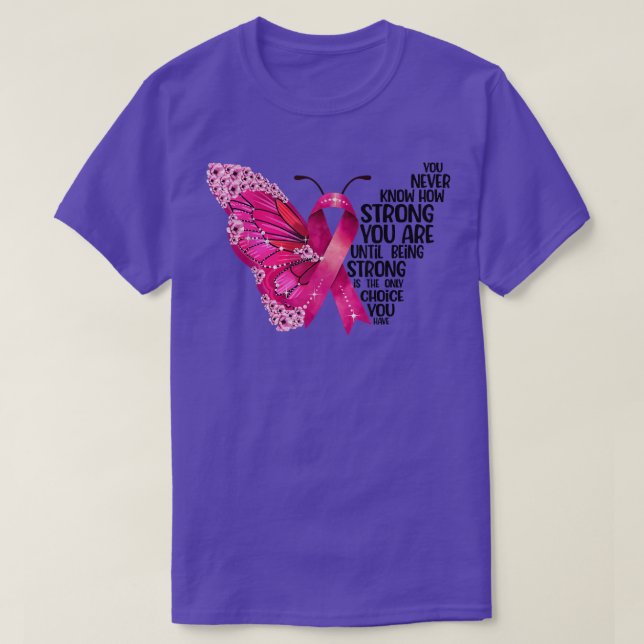 In October We Wear Pink Butterflies Breast Cancer  T-Shirt (Design Front)