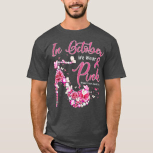 In October We Wear Pink Butterflies Breast Cancer T-Shirt