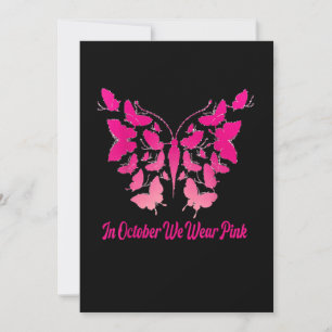 In October We Wear Pink Butterfly Ribbon Breast Ca Invitation