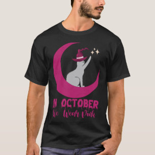 In October We Wear Pink Cat Breast Cancer Awarenes T-Shirt