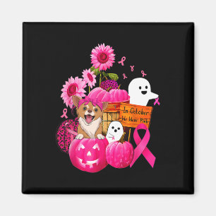 In October We Wear Pink Chihuahua Dog Breast Cance Magnet