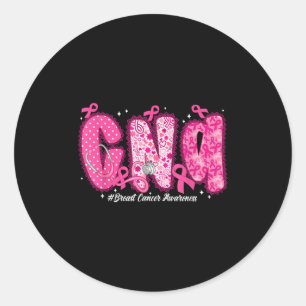 In October We Wear Pink Cna Nurse Breast Cancer Aw Classic Round Sticker