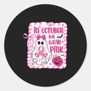 In October We Wear Pink Coquette Breast Cancer Awa Classic Round Sticker