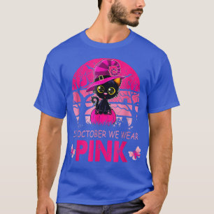 In October We Wear Pink Cute Cat Breast Cancer Awa T-Shirt