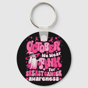 In October We Wear Pink Cute Ghost Breast Cancer A Key Ring