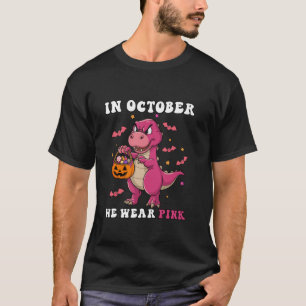 In October We Wear Pink Dinosaur Boys Kids Breast  T-Shirt