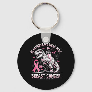 In October We Wear Pink Dinosaur Skeleton Breast C Key Ring