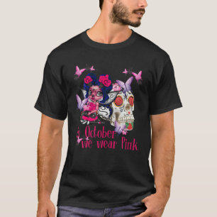 In October' We Wear-Pink Fairy Sugar-Skull Breast T-Shirt