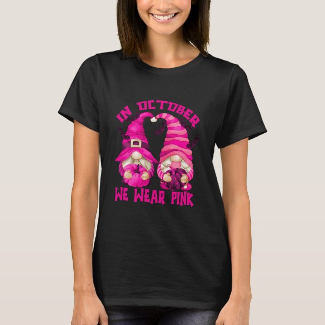 In October We Wear Pink For Awareness Halloween T-Shirt (Front)