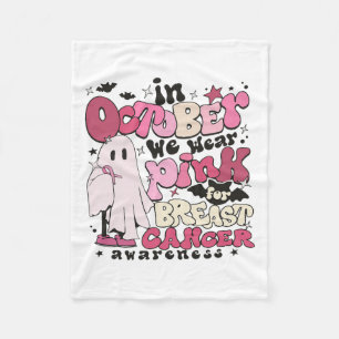 In October We Wear Pink For Breast Cancer Hallowee Fleece Blanket