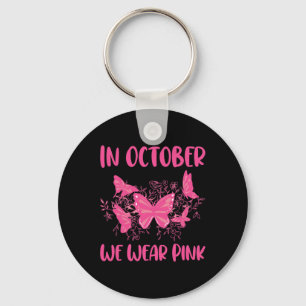 In October We Wear Pink Fun Butterfly Graphic Cost Key Ring