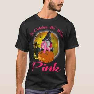 In October We Wear Pink Funny Gnomes Halloween Bre T-Shirt