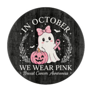 In October We Wear Pink Ghost Halloween Cutting Board