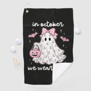 in October We Wear Pink Ghost Halloween Golf Towel