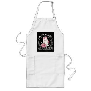In October We Wear Pink Ghost Halloween Long Apron