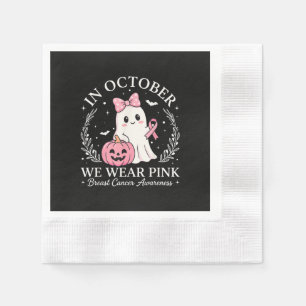 In October We Wear Pink Ghost Halloween Napkin