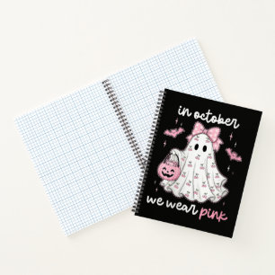 in October We Wear Pink Ghost Halloween Notebook
