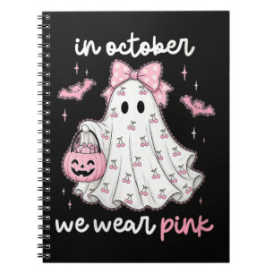 in October We Wear Pink Ghost Halloween Notebook