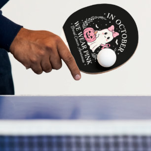 In October We Wear Pink Ghost Halloween Ping Pong Paddle