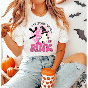 In October we Wear Pink Ghost Halloween T-Shirt