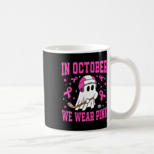 In October We Wear Pink Ghost Hockey Breast Cancer Coffee Mug
