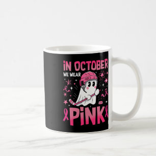 In October We Wear Pink Ghost Hockey Breast Cancer Coffee Mug