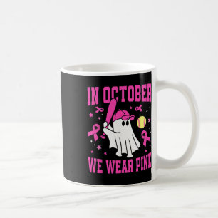 In October We Wear Pink Ghost Softll Breast Cancer Coffee Mug