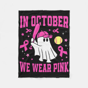 In October We Wear Pink Ghost Softll Breast Cancer Fleece Blanket