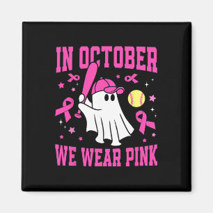 In October We Wear Pink Ghost Softll Breast Cancer Magnet