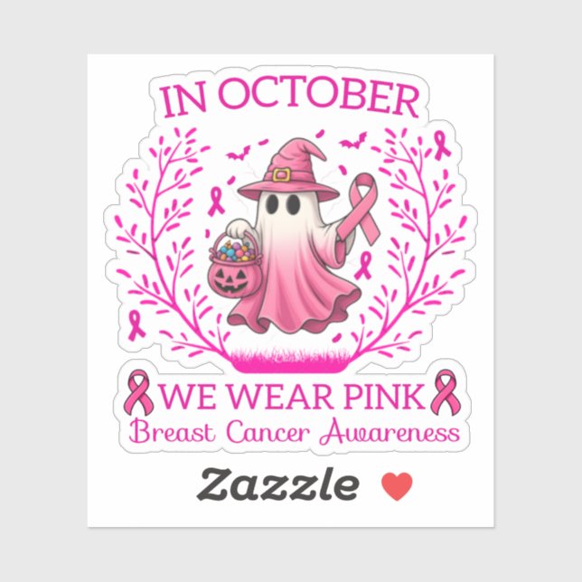 In October We Wear Pink Ghost Witch Breast Cancer  (Sheet)