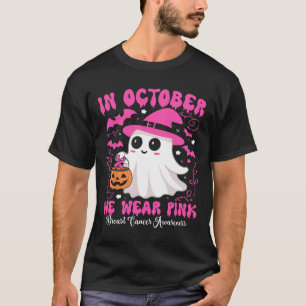 In October We Wear Pink Ghost Witch Breast Cancer T-Shirt