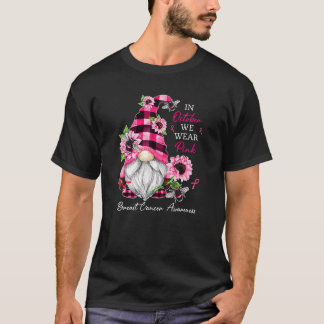 In October We Wear Pink Gnome Breast Cancer Awaren T-Shirt