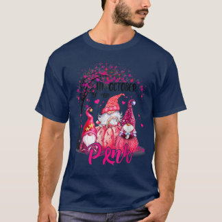 In October We Wear Pink Gnomes Breast Cancer Aware T-Shirt