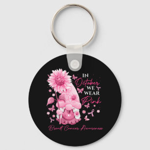 In October We Wear Pink Gnomes Gnome Breast Cancer Key Ring