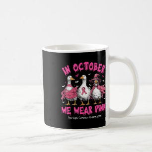 In October We Wear Pink Goose Witch Pumpkin Breast Coffee Mug