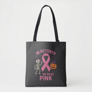 In October We Wear Pink Halloween Breast Tote Bag