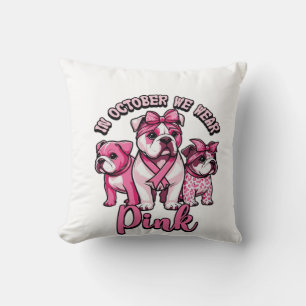 In October We Wear Pink � Halloween Cute Dogs Brea Cushion