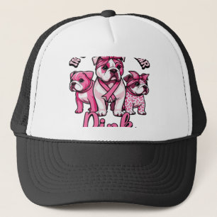 In October We Wear Pink � Halloween Cute Dogs Brea Trucker Hat