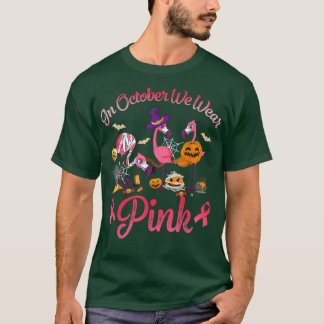 In October We Wear Pink Halloween Flamingo Breast  T-Shirt