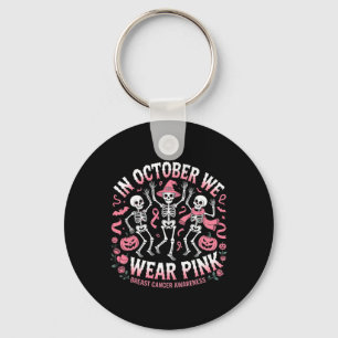 In October We Wear Pink Halloween Skeleton Breast Key Ring