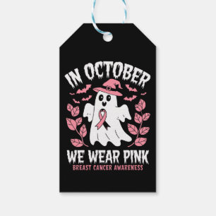 In October We Wear Pink Halloween Witch Gift Tags